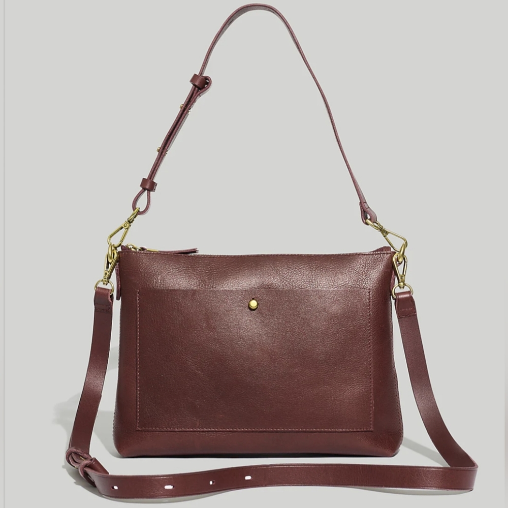 Madewell Dark Cabernet Burgundy Leather Transport Shoulder Crossbody Bag